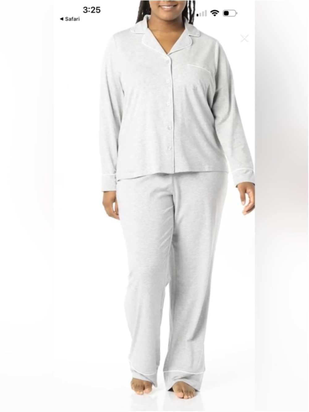 Amazon Essentials Light Gray Long-Sleeve Shirt and Pant Pajama Set 3XL - 132